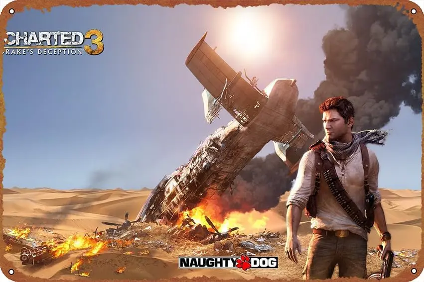 Uncharted Video Game Uncharted 3: Drake's Deception Funny Tin Sign game Poster Vintage Cute Metal Sign Gift Retro Novelty C sign