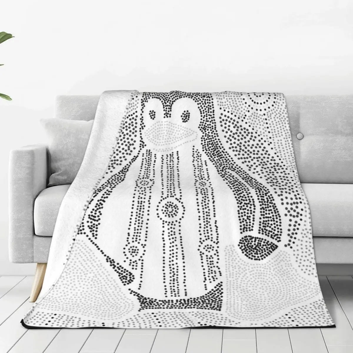 Linux Tux Penguin Monochrome Blankets Soft Warm Flannel Throw Blanket Bedding for Bed Living room Picnic Travel Home Sofa