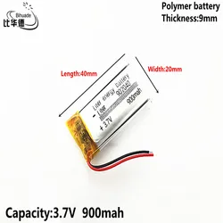 Litrowa bateria energetyczna 3.7V,900mAH 902040 polimerowy akumulator litowo-jonowy/litowo-jonowy do tabletu pc BANK,GPS,mp3,mp4