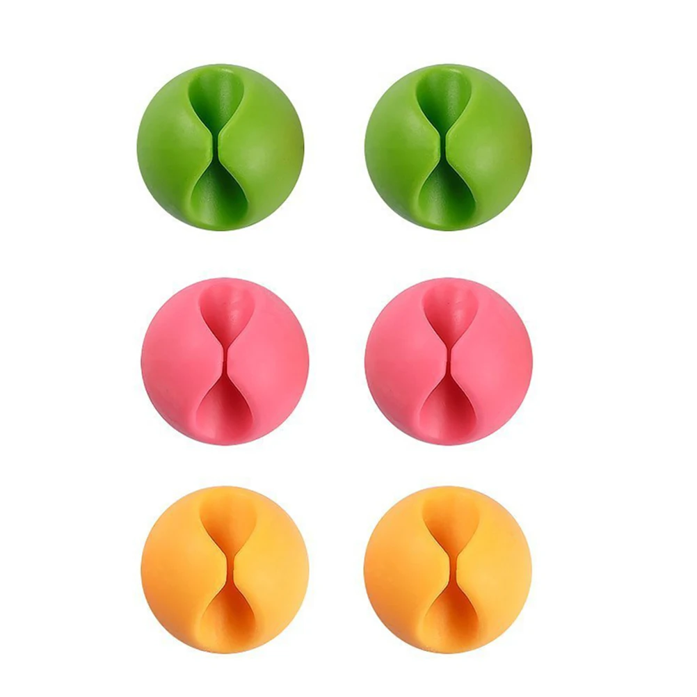 

6Pcs/lot Cable Clips Cable Wire Organizer Cable Cord Holder Management System Wire Earphone Winder (Red, Green and Yellow)