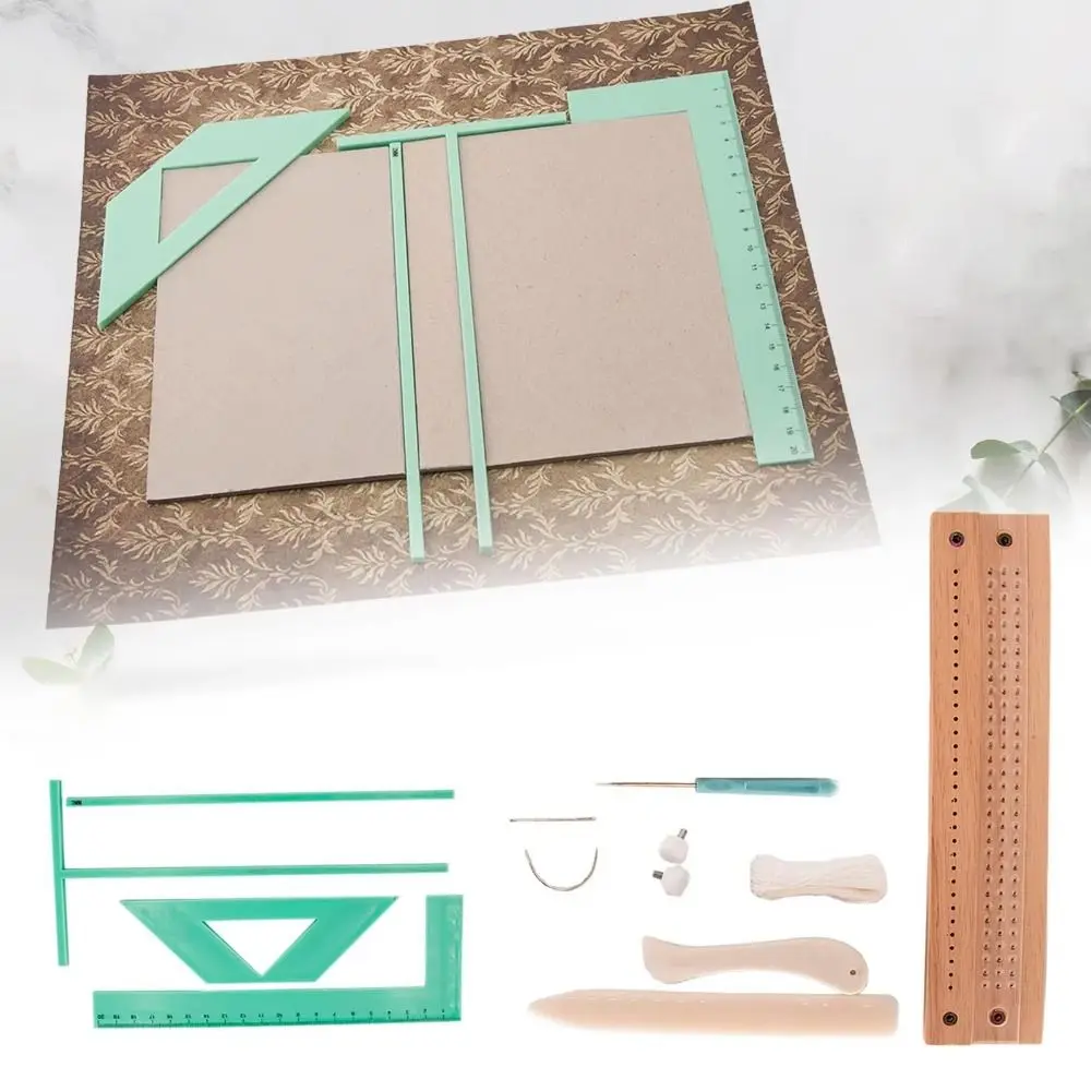 Hand Bookbinding Bookbinding Ruler Set Great Stencils Punching Tool Book Binding Kits with Needle Cutter Guide Scrapbooking Tool