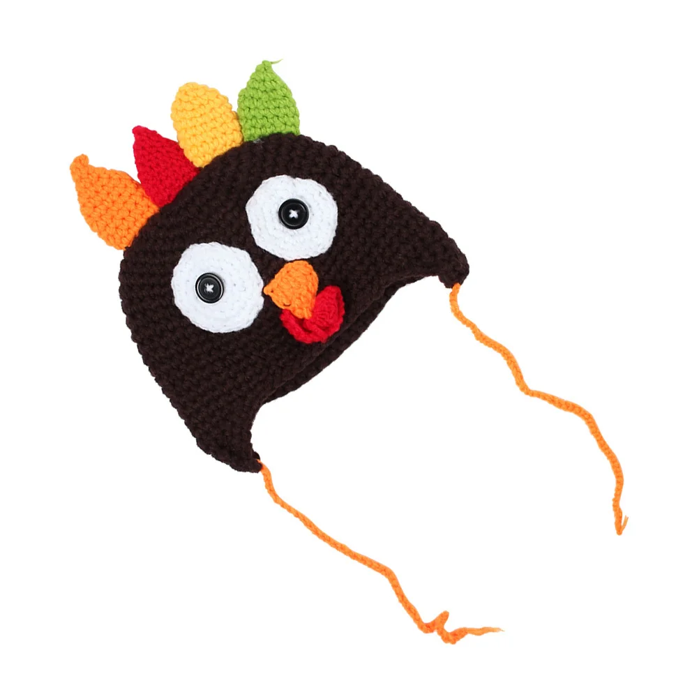 

1pc Handmade Baby Hooded Cartoon Turkey Design Hat Cotton Baby Autumn Hat Casual Winter Kids Hat Size L (Coffee)