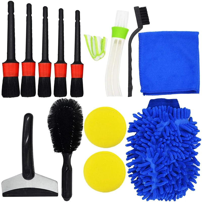 Ensemble de brosses de détail pour voiture, outils de nettoyage de la poussière, kit de lavage intérieur, outils pour bouches d'aération, jante, livres, D343, 13 pièces