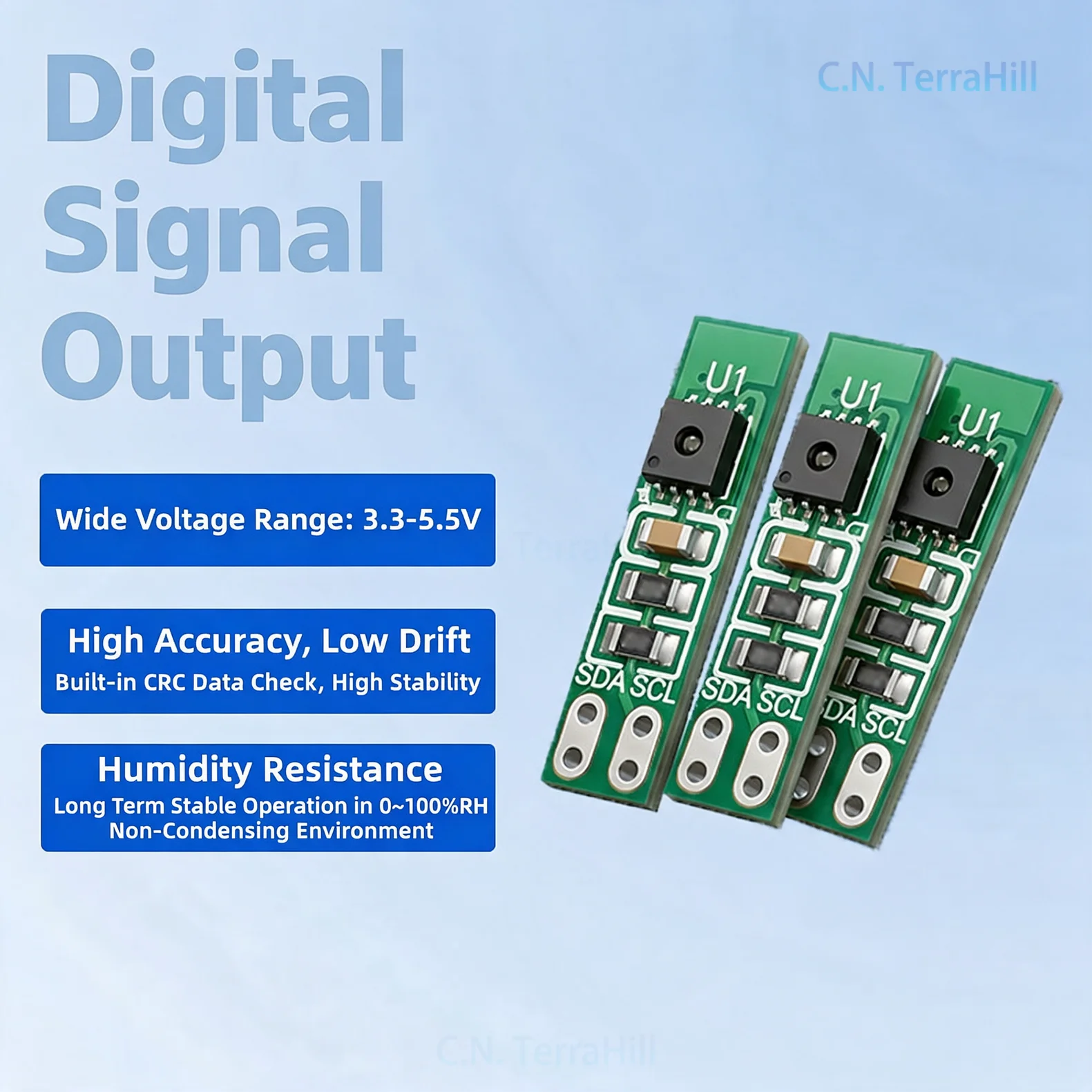 SHT30 High Precision I2C Digital Temperature Humidity Sensor Module Wide Voltage for Environmental Monitoring HVAC