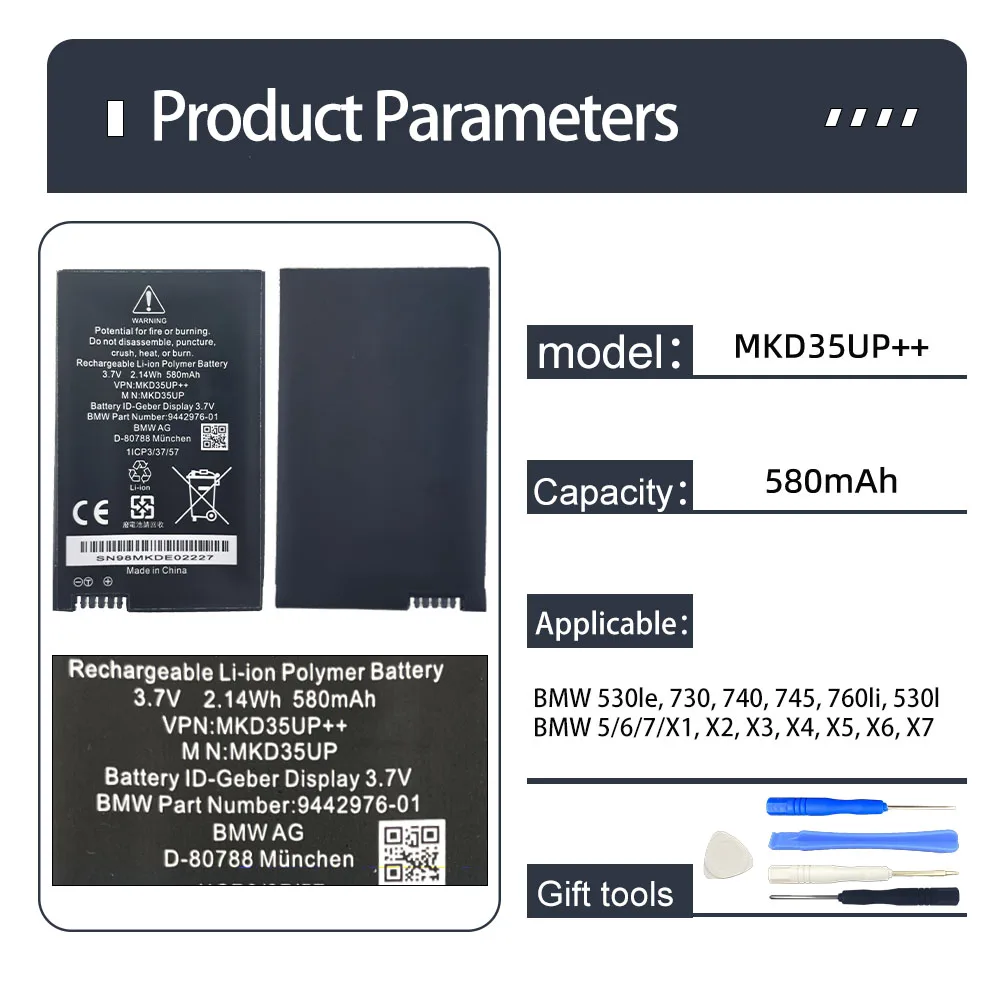 DXT New Remote LCD Key Battery MKD35UP For New BMW 530le 730 740 745  760li X3 X4 X5 Serie 1ICP3/37/57 9442976-01 UP120009