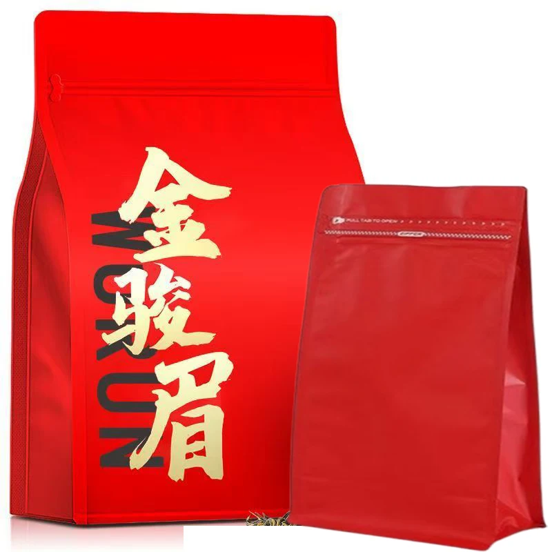Cost-effective China Famous Blacktea Bags Custom DaHongPao JinJunMei Word Classic Style 250g S/M/L SelfSealing Aluminum Foil Bag