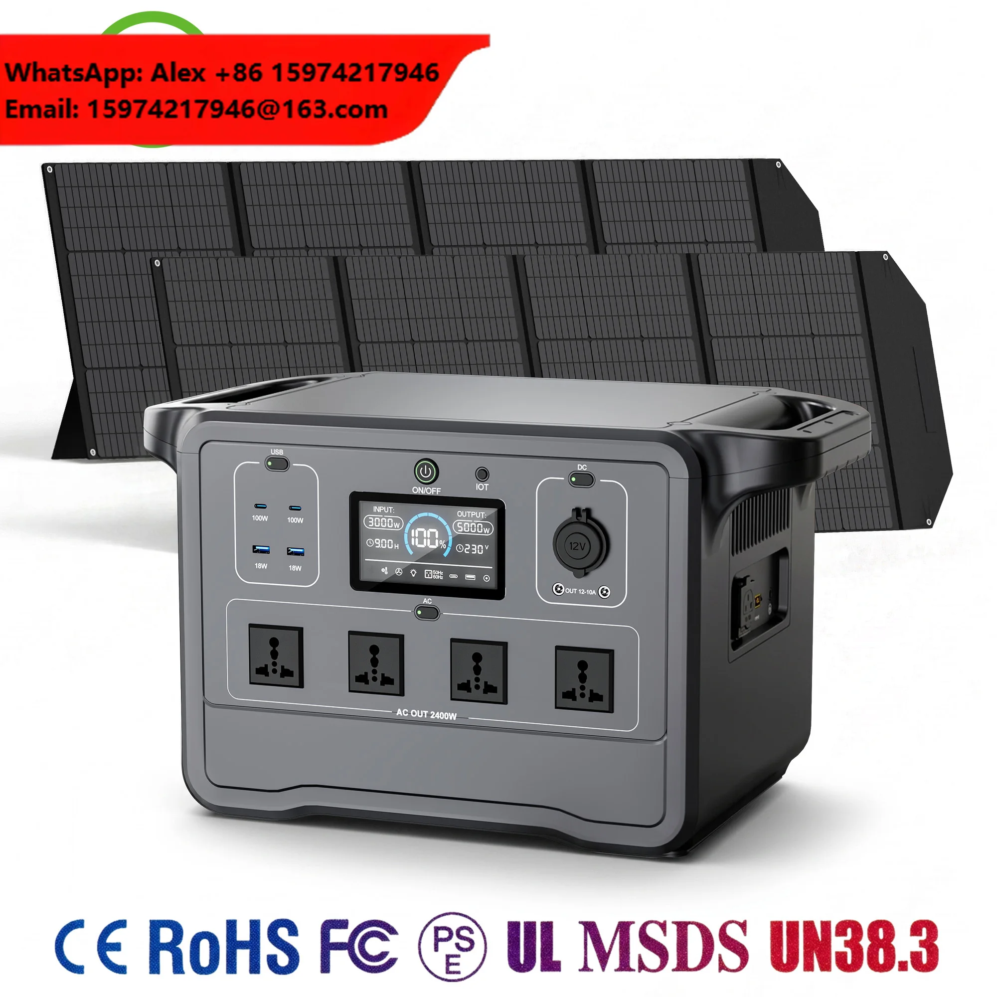 Factory Direct Portable Power Station 3000W 2662.4Wh Solar Generator With MPPT Controller And Flashlight For Travel