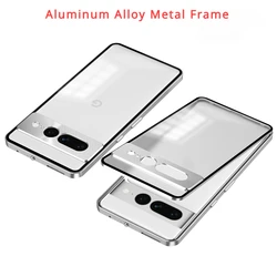 shockproof Phone Case for Google Pixel 8 Pro 7 Pro 7A Aluminium Alloy Metal Frame Matte Clear Acrylic Back Cover for Pixel 7Pro