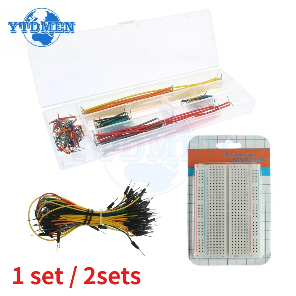 1/2 Sets Breadboards Jumper Wire Kit 400 Tie Points Solderless Pcb Breadboard Jump Line Universal Test Bread Board Projects DIY