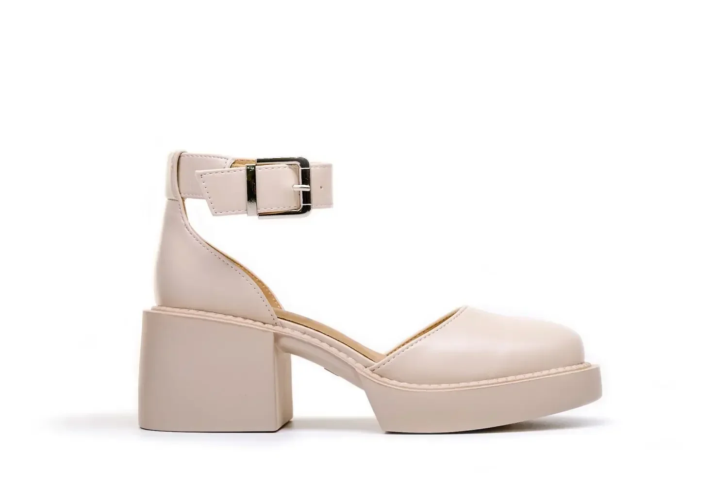 Sandali da donna estivi punta tonda da donna Casual Beige solido cinturino con fibbia alla caviglia scarpe con plateau Sandalias Transparente