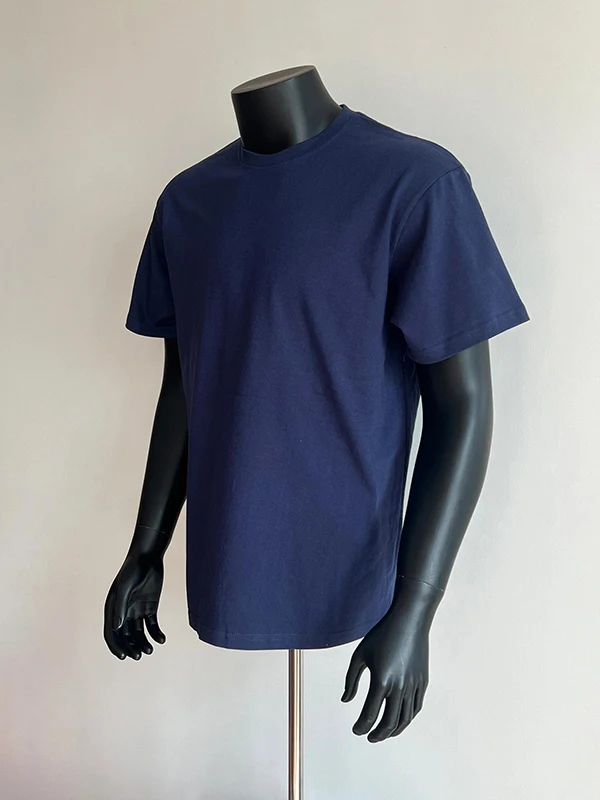 

Мужская футболка Cleanfit в американском ретро-стиле, синяя, летняя, с коротким рукавом, из чистого хлопка, однотонная, с круглым вырезом, базовая модель, плотная ткань.