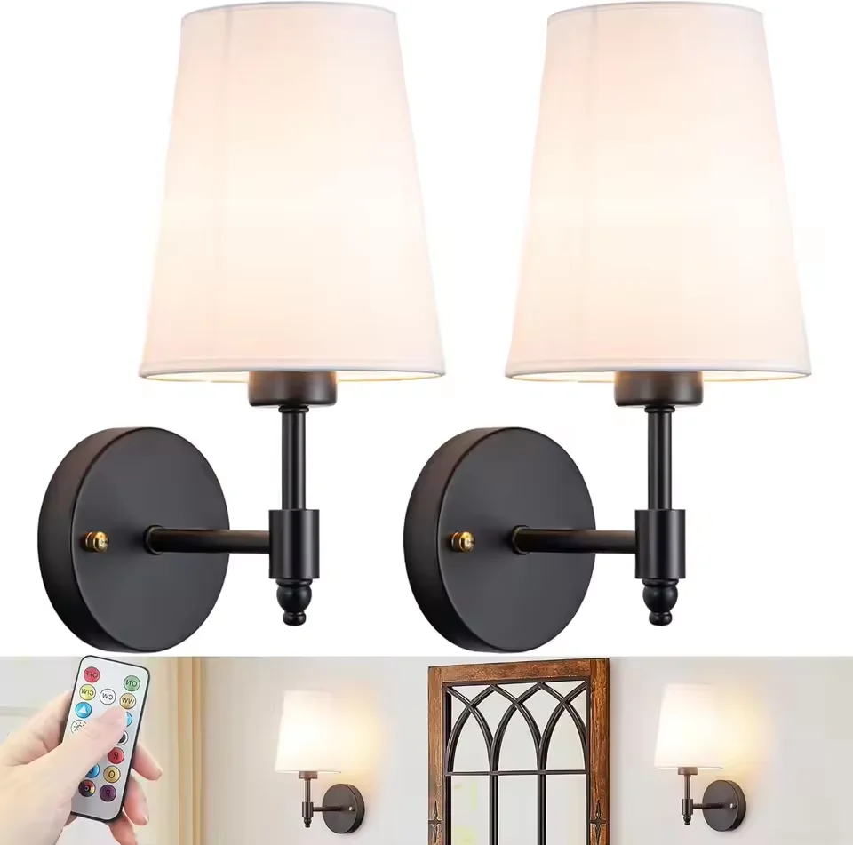 Battery-Operated Wall Sconce, Cordless Rechargeable Lighting with Remote Control, 13 Colors, with Dimmable Detachable LED Bulbs
