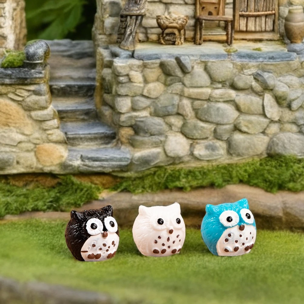 15 szt. Miniaturowe figurki sów z żywicy, unikalny design, trwałe, małe figurki zwierząt, mikro krajobraz, dekoracja bonsai, mini figurki sów