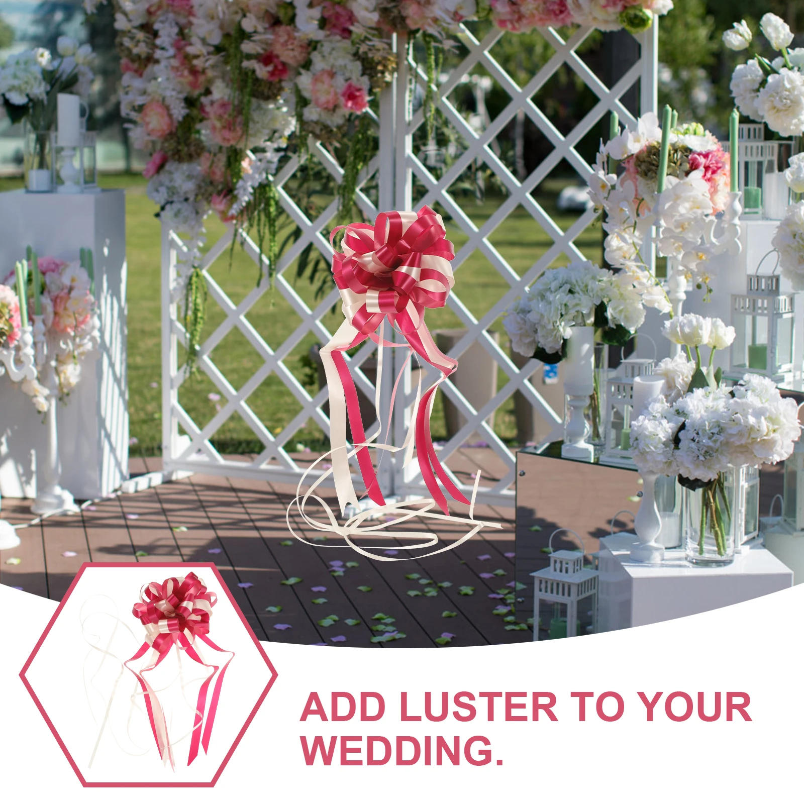 

10 Pcs Hand Drawn Flowers Wedding Decor Wrap Ribbon Bow Hanging Banner Gift Bows Decoration Pull
