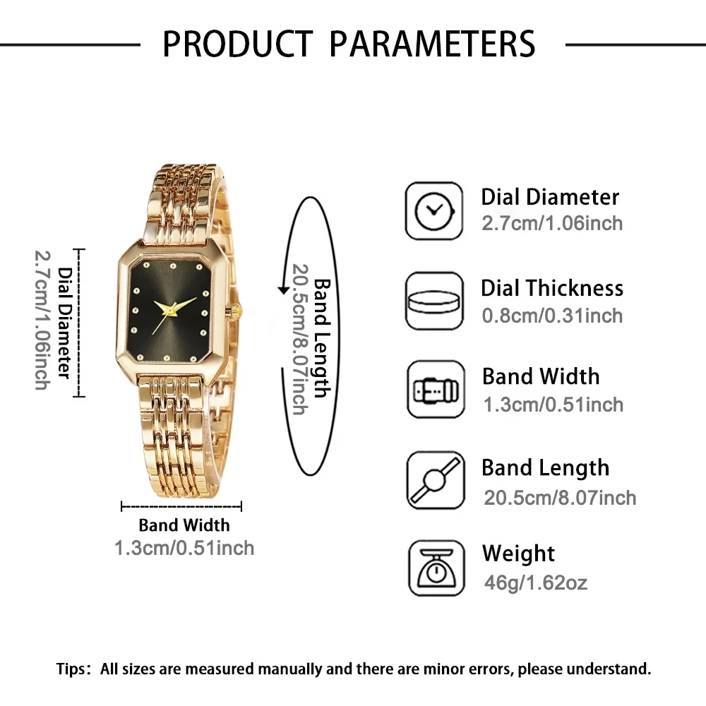 Fashionable 2Pcs Quartz Watch Jewelry Set, Versatile Everyday Accessory Gift for Her