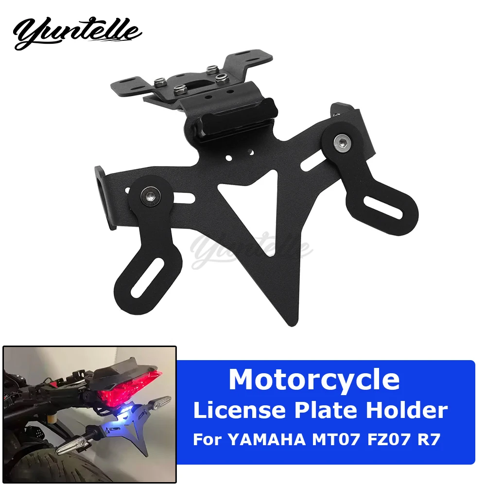 

MT07 License Plate Holder For YAMAHA FZ07 MT 07 YZF R7 2013-2025 2024 Motor Accessories Tail Tidy Fender Eliminator With Lights