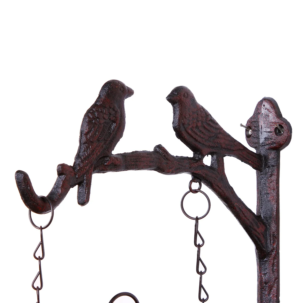 European Vintage Two Birds on Branch With Rose Flower Design Double Sided Round Hanging Wall Mounted Decor Iron Clock