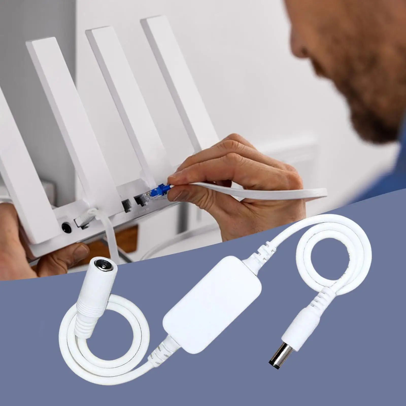 Compact PVC Extension Cable with Automatic Restart for Modem Router and Network Devices in Household Workspace