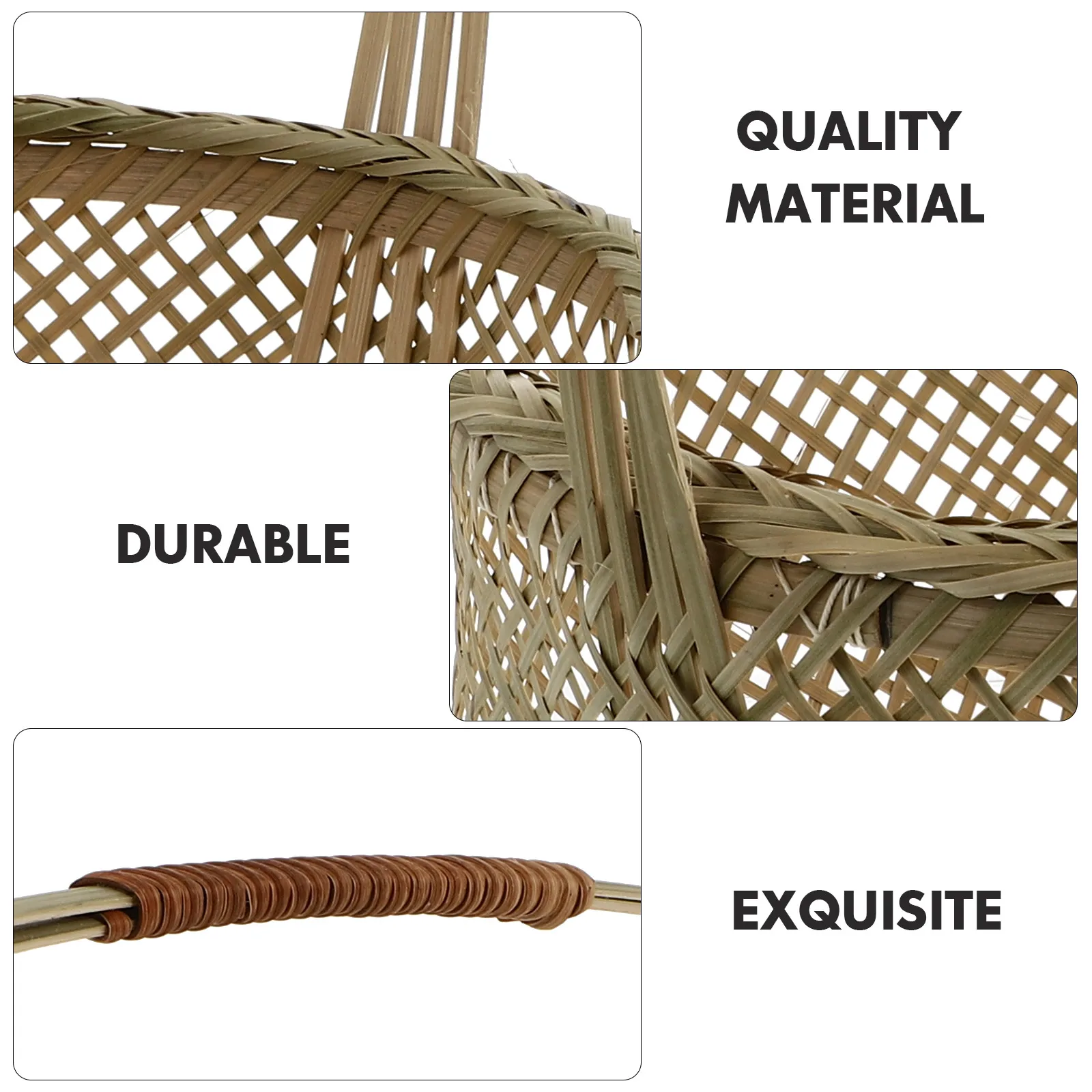

1pc Bamboo Fruit Hollow Storage For Outdoor Picnic Flower Container Desktop Decoration Woven Basket Portable Food Holder