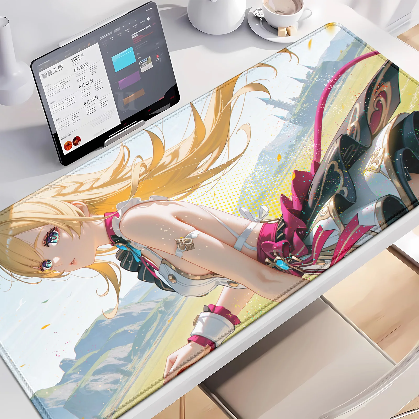 

HD Escoffier Genshin Impact Mouse pad Mouse Mat Desk Mat With Pad Gaming Accessories Esports equipment Keyboard Pad Padding Mat