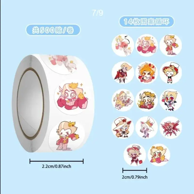 500Pc/Roll Cartoon Sticker Circle Kids Stickers For Journaling Laptop Acg Envelope Scrapbook Car Motorcycle Decal view 6