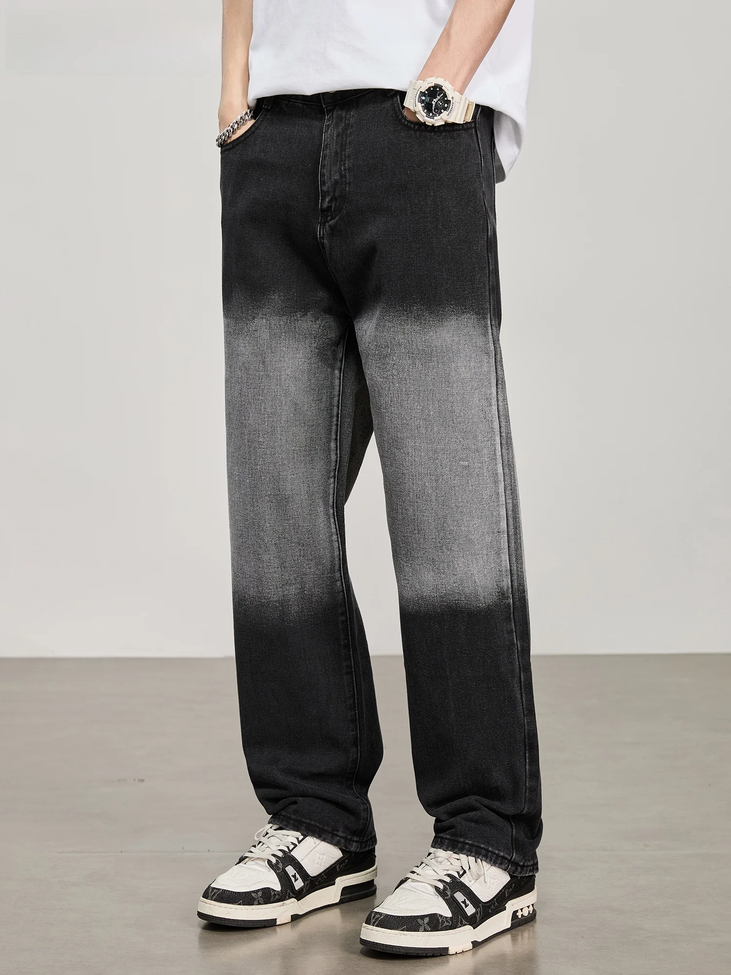 

Мужские джинсы GURBAKS adient Waed, свободного кроя, прямые, в стиле ретро, американский стиль, премиум-качество, смесь хлопка и полиэстера, длинные брюки