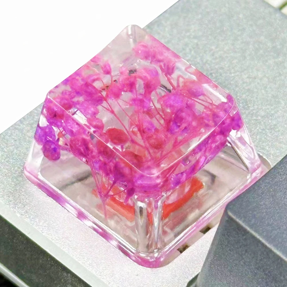 Resin Dry Flowers Keycap Novelty Artisan Keycap Artisan Key Caps Resin Keyboard Cap for Cherry MX Mechanical Gaming Keyboard