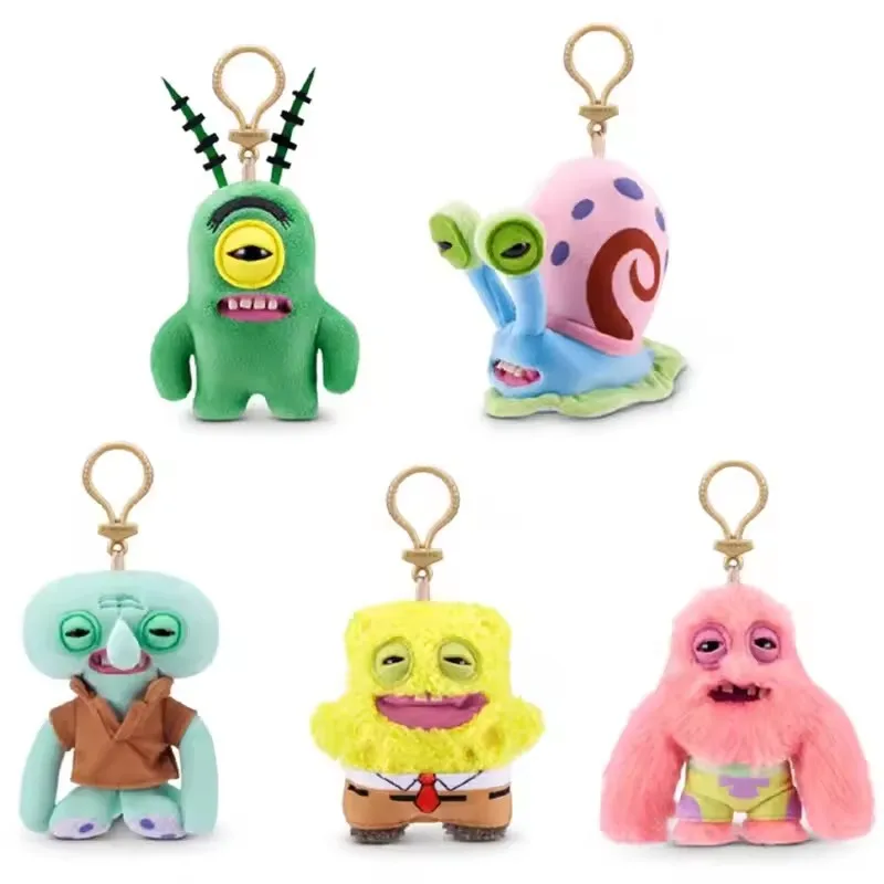 2026  Original Fuggler Spongebob and Patrick Keychain Plush Toys Funny Ugly Teeth Monsters Stuffed Animal Doll Collectible Kids