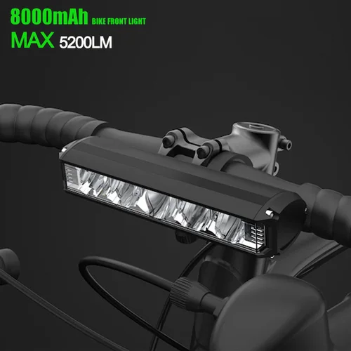 Luz delantera para bicicleta, 5200 lúmenes, luz LED para bicicleta, 8000mAh, linterna impermeable, lámpara recargable para Ciclismo de Carretera MTB, accesorios para bicicleta