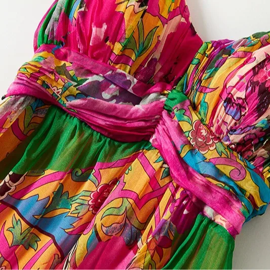 Birdsky, 1 STÜCK Damen-Unterhemd, Tank-Cami, V-Ausschnitt, 100 % echte Maulbeerseide, Blumendruck, S-1063