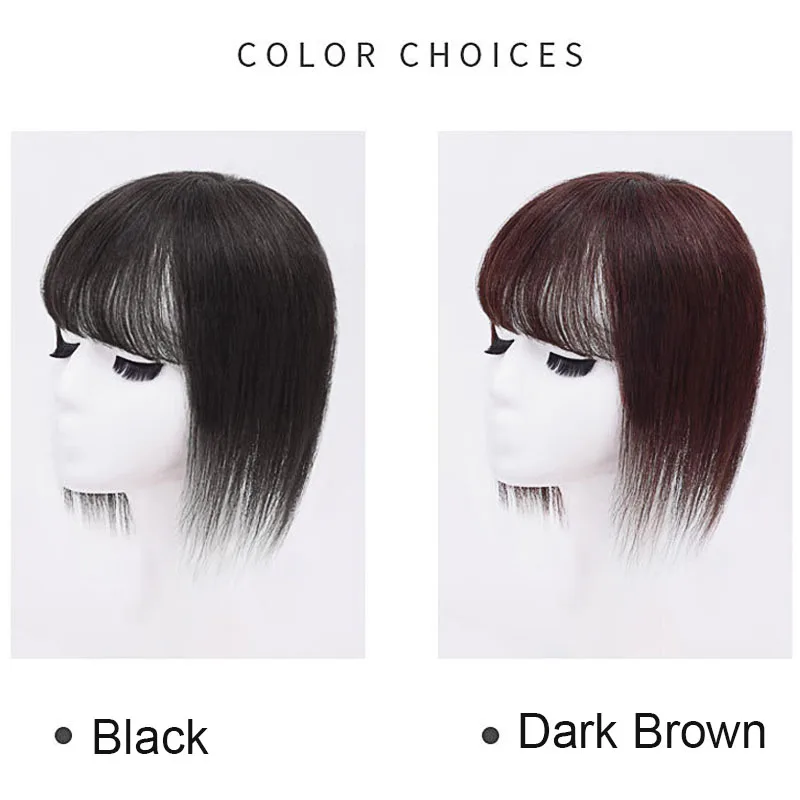 8x12cm 인모 에어뱅 여성용 헤어피스, 흰머리 가리개, 자연스러운 풍성한 커버, 회색머리 가리개, 합성모