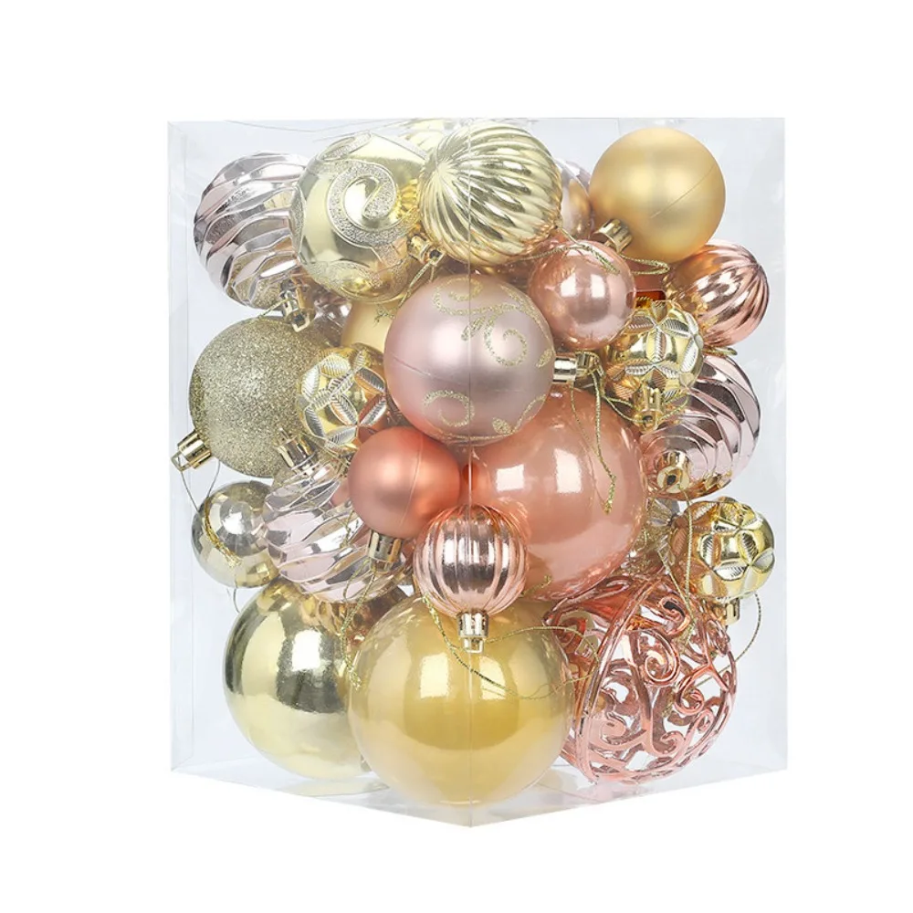 

34pcs 4/5/6/8cm Christmas Ball Creative Waterproof Christmas Tree Pendant Painted Delicate Hanging Ornament Room