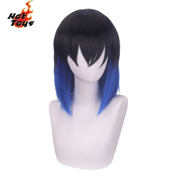 Hashibira Inosuke Short Blue Ombre Wig Kimetsu no Yaiba Heat Resistant Hair Cosplay Costume Wigs image 3