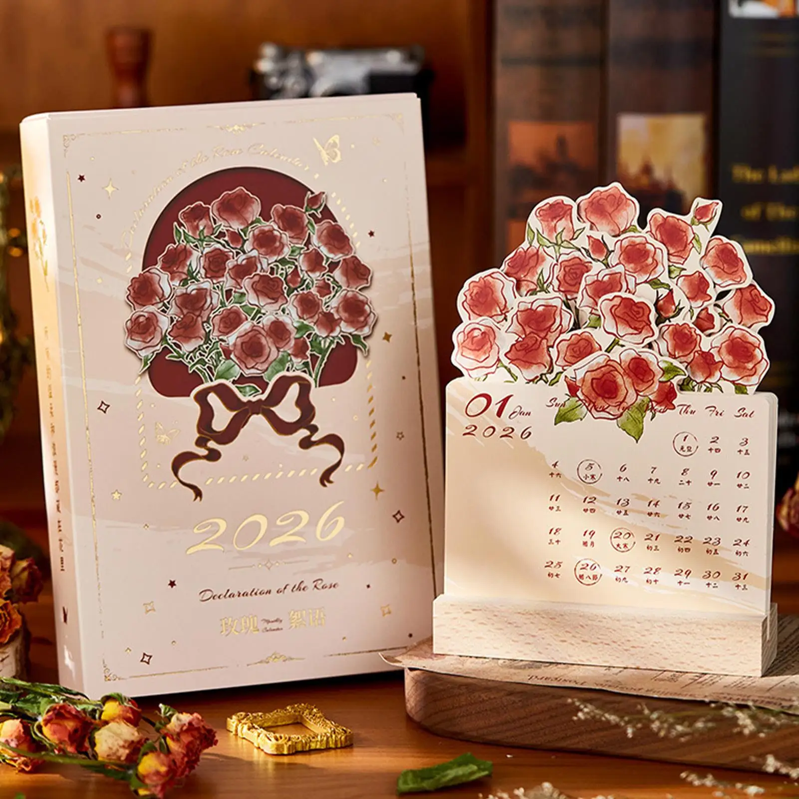 

Desk Top Calendar 2026 Rose Daily Weekly Monthly Planner Vintage 2026 Calendar Deck Decor For Agenda Appointment Planning New