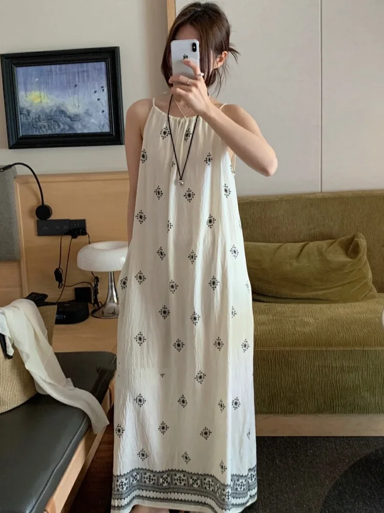 

Vaion Sle Ne Hanging Print Dr Women's Summer New High-End Sensation Svel Vest Long Skirt Ele Faion
