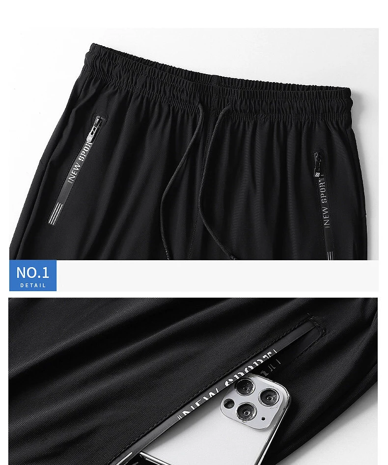 Ice Silk Pants Men Summer Thin Style Sports Quick Dried Straight Leg Draping Wide Leg Pants Casual Trousers Plus Size 6XL7XL 8XL