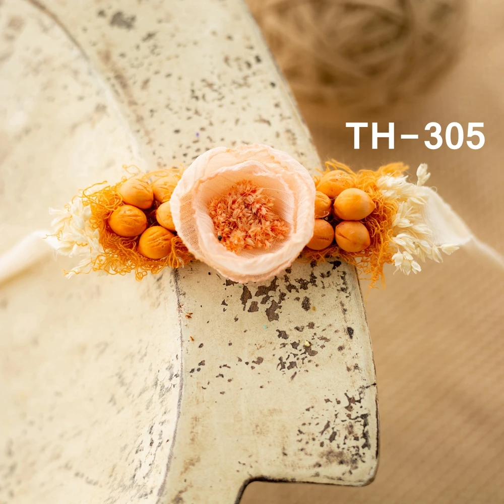 Baby Girl Flower Headbands Newborn Photography Props Dried Flowers Newborn Hairband Princess Tieback Baby Girl Hair Accessories