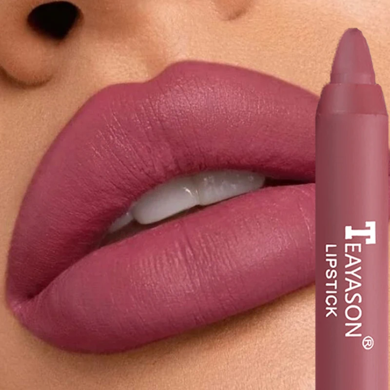 Nude Velvet Matte Lipsticks Long Lasting Waterproof Color Rendering Non-stick Cups Lip Glaze Lips Liner Pencil Woman Cosmetics