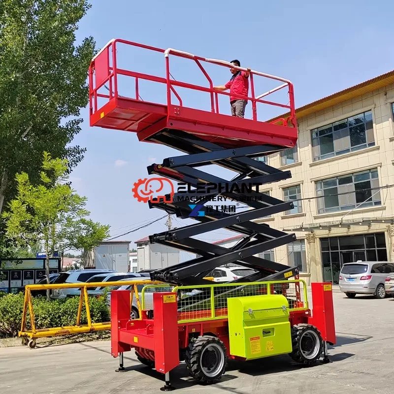 New 500kg Factory-Priced 8m To 16m Electric Rough Terrain Scissor Lift Work Platform Tracked Scissor Lift Tables