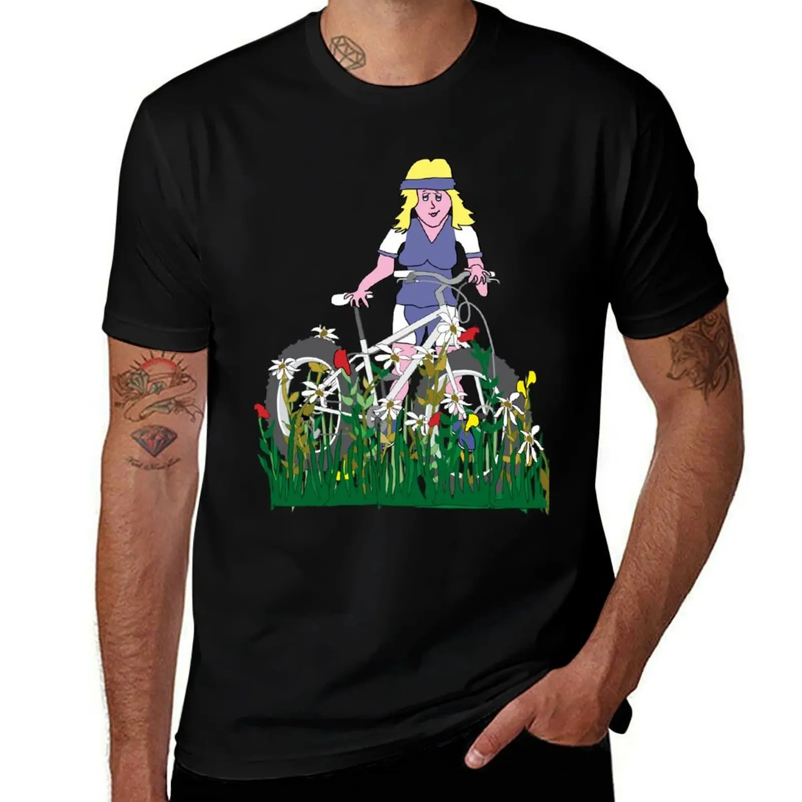 Free spirit Biker in a field of flowers T-Shirt Comfort Stretch Tee Shirt T-Shirt