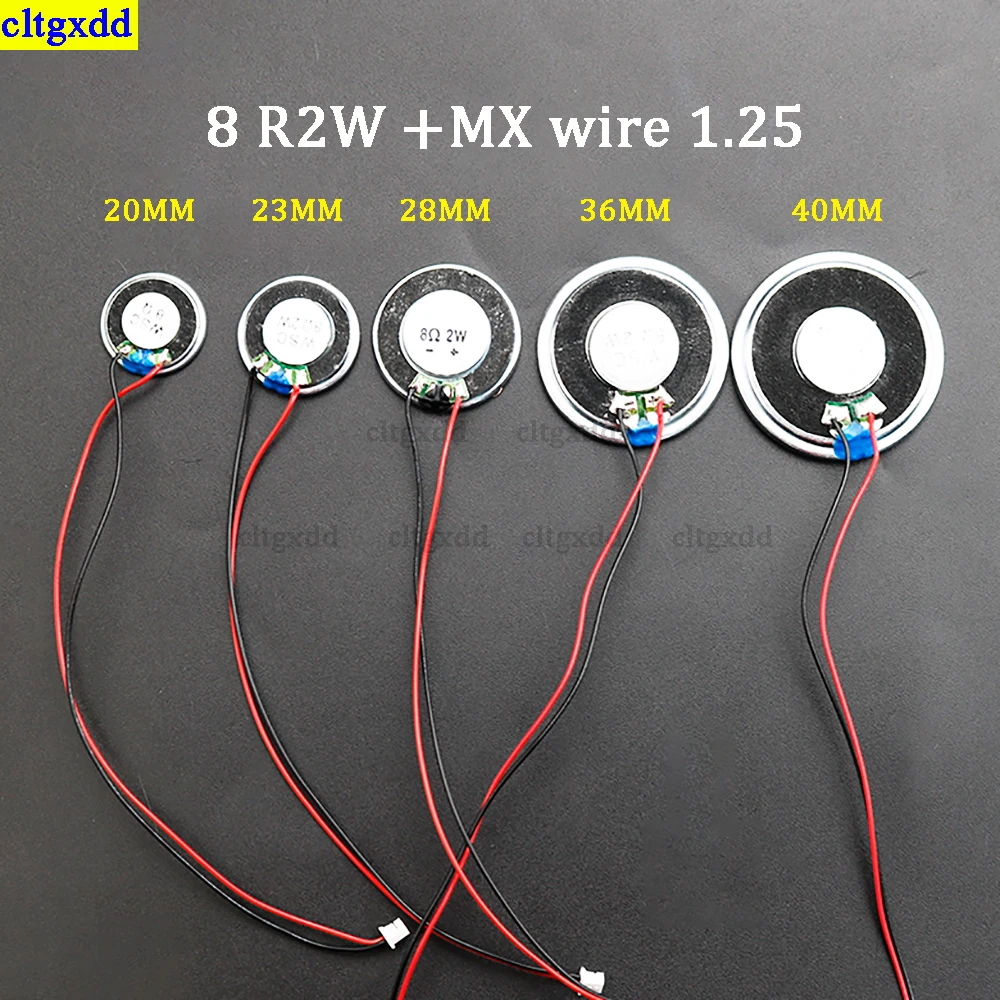 

Cltgxdd 1piece ultra-thin speaker 8 ohms 2 watts 8R 2W diameter 20MM 23MM 28MM 36MM 40MM with MX wire 1.25 terminal 15cm wire