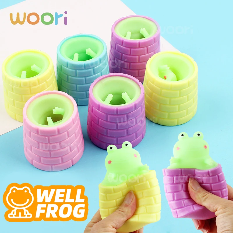 Squeeze Well Frog TPR Cup Anti Stress Pop up Funny Toys Joke Decompression Fidget Sensory Stress Reliefing Gift for Kids Adults