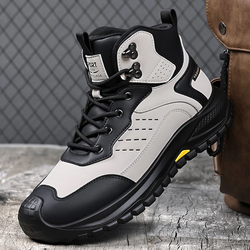 

Men's Shoes, New Autumn Anti-Slip Boots, Thick-Soled, Height-Increasing, Wear-Resistant Hiking Boots, Warm High-Top Casual Shoes