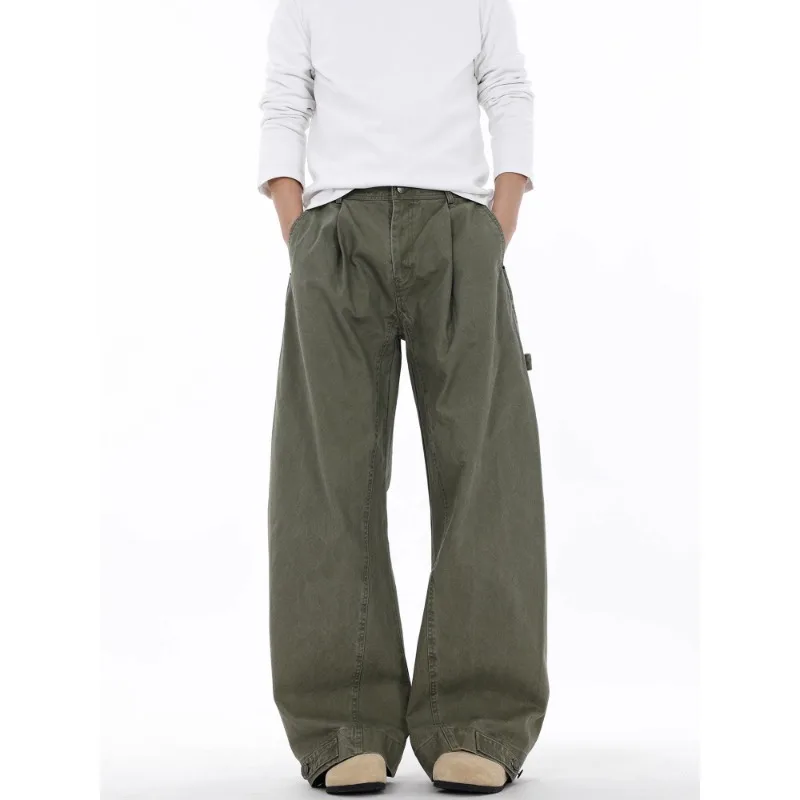 

Высококачественные уличные прямые свободные джинсы с высокой талией, удобные дышащие модные модные нейтральные брюки-банан