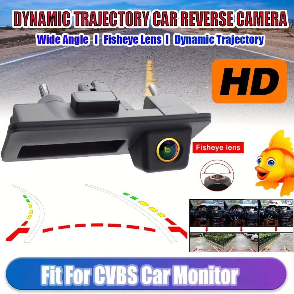 Dynamic Trajectory Handle Trunk Rear View Backup Camera for Vw/for AUDI - 170° Wide Angle, Reverse Parking Aid, Without Battery