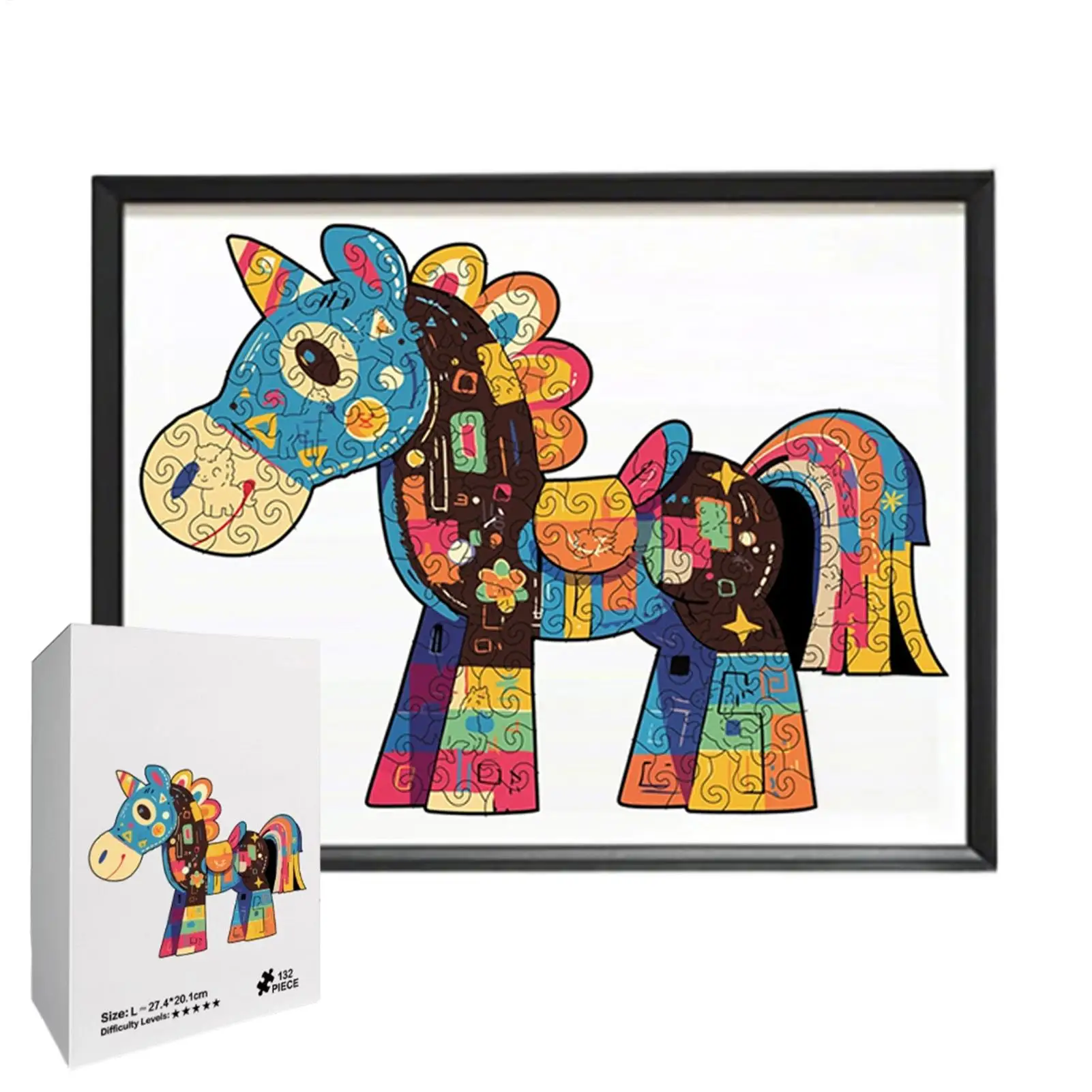 

Wooden Puzzle Educational Horse-Shaped Activity Wooden Jigsaw Puzzle For Family Grandparent Grandchild Travel Vacation Road Trip