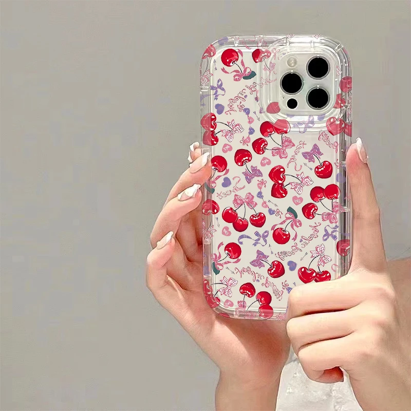 Full Screen Cherry Strawberry Case For Samsung Galaxy A15 A05S A05 A14 A55 A24 A13 A23 A73 A12 A22 A32 A52 A52S A72 A31 A51 A71