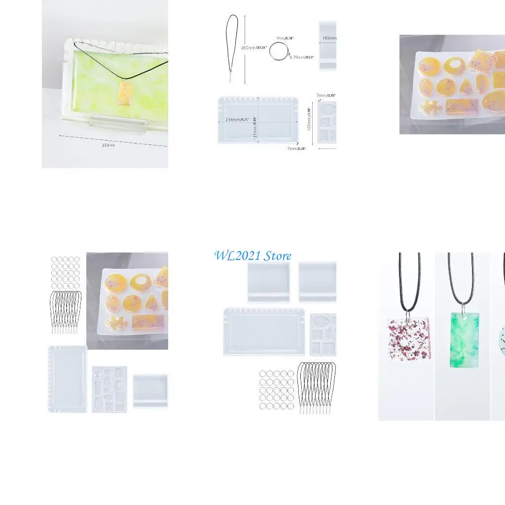 

G5GC 1 Set Necklace Pendant Storage Rack Mold Pendant Horizontal Version Display Rack Material Package with Silver Open Rings