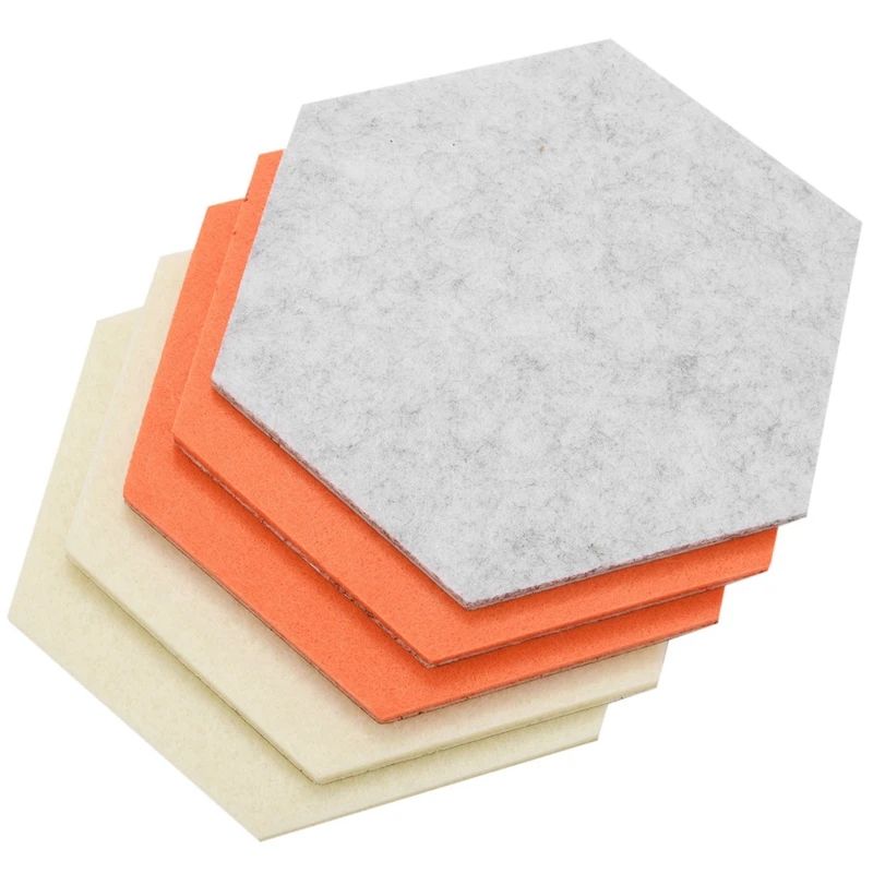 15Pcs/Set Hexagon Felt Board Hexagonal Felt Wall Sticker Multifunction 3D Decorative Message Board Orange Gray Series