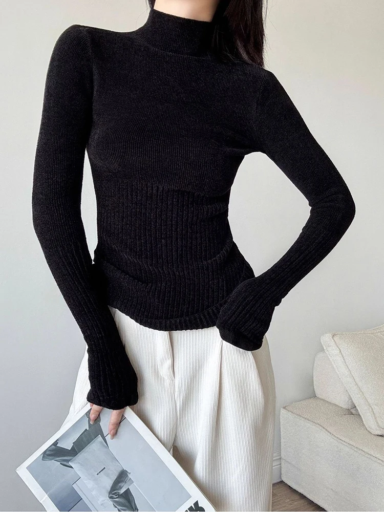Slim Turtleneck Knit Sweater Women Fall Winter Long Sleeve Vintage Bottoming Pullovers Female Elegant Casual Harajuku Jumpers